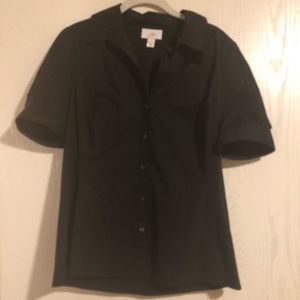 Ann Taylor black shortsleeved button down!
